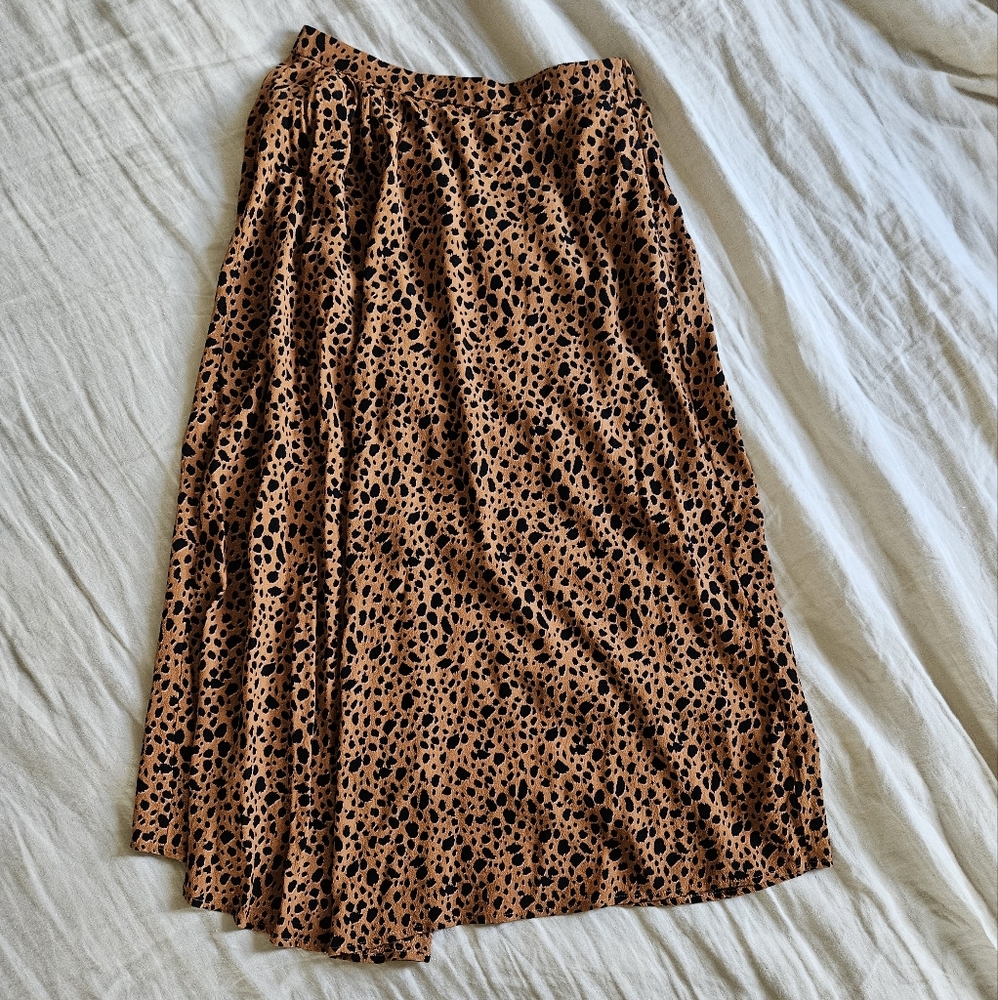 Gap Leopard Print Asymmetrical Hem Midi Skirt - image 8